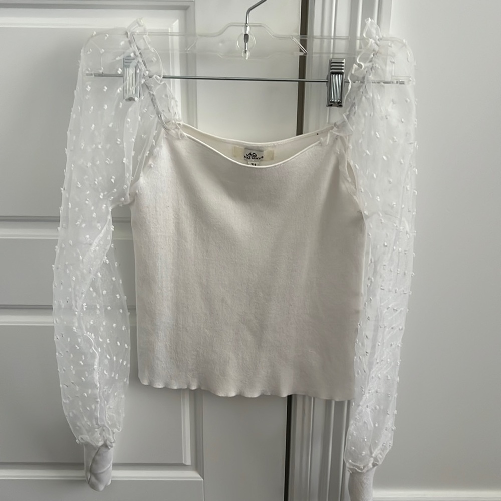 White Long-sleeve Top